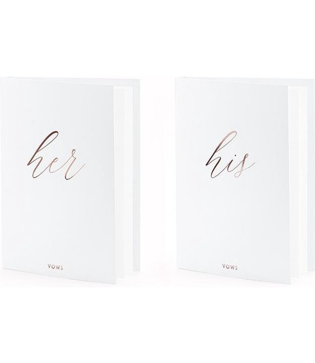 Huwelijks Geloften Boekjes HIS & HER VOWS | Wit - Rosegouden opdruk | 2 stuks