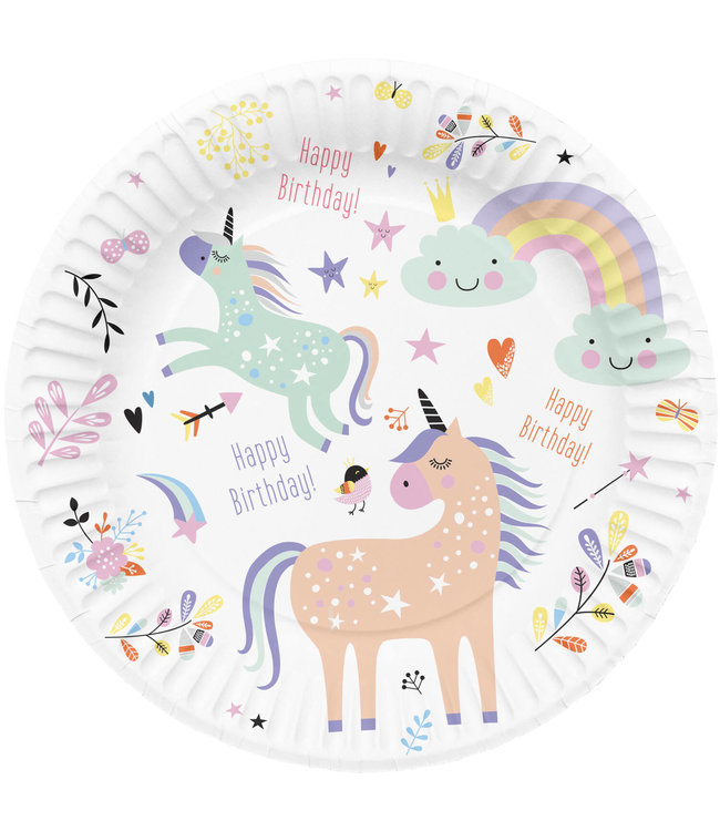 Folat Unicorn & rainbow bordjes | 8 stuks