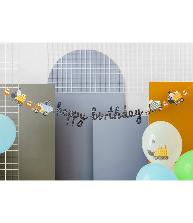 Happy birthday vlaggenlijn | Bouwvoertuigen