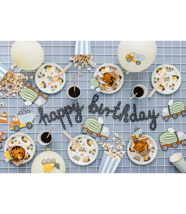 Happy birthday vlaggenlijn | Bouwvoertuigen