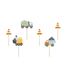 Cupcake toppers | bouwvoertuigen | 6 stuks