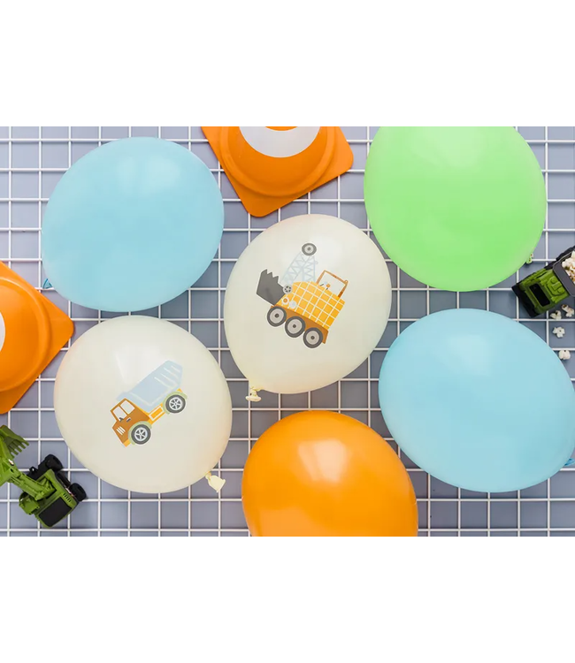 OUTLET Ballonnen mix Bouwvoertuigen | zak 50 stuks