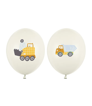PartyDeco OUTLET Ballonnen mix Bouwvoertuigen | zak 50 stuks