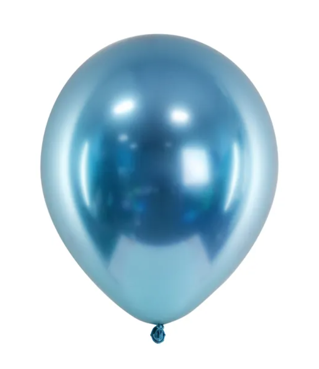 PartyDeco Ballonnen chrome Blauw | 10 stuks