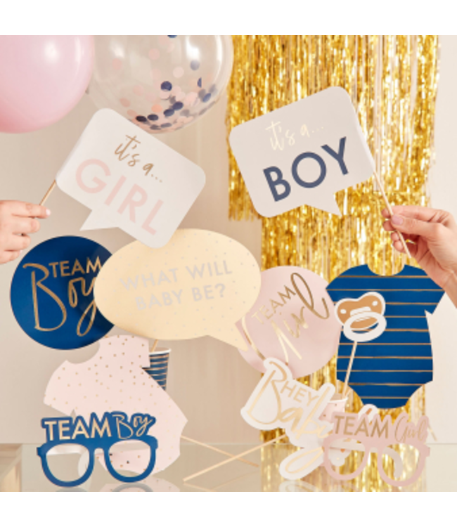 Ginger Ray Photo props gender reveal | goud