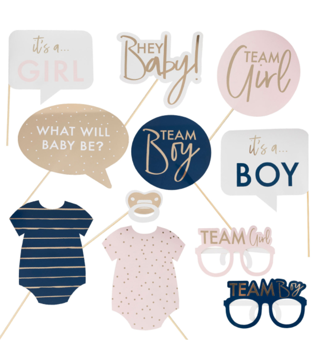 Photo props gender reveal goud Feestdeco