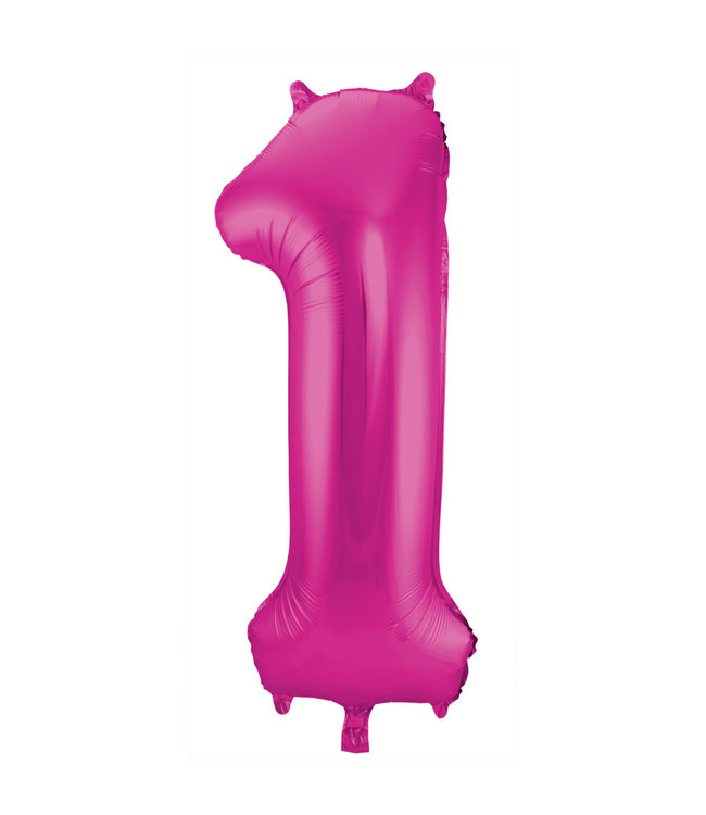 Folat Cijferballon 1 Magenta Roze | 86 cm