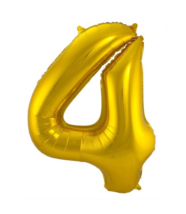 Folat Cijferballon 4 goud | 86cm