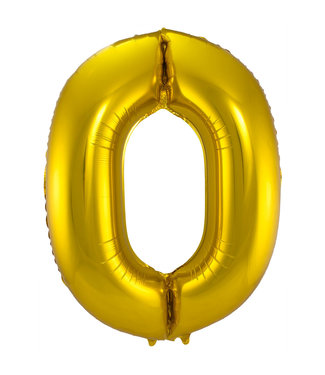 Folat Cijferballon 0 goud | 86 cm