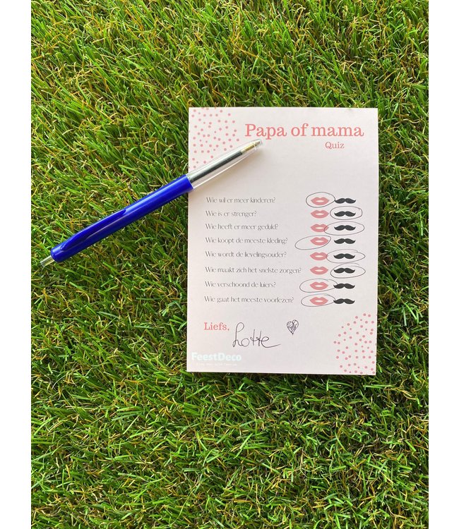 Babyshower Papa of Mama QUIZ | 5 stuks
