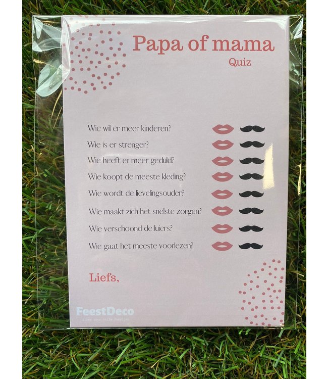 Babyshower Papa of Mama QUIZ | 5 stuks