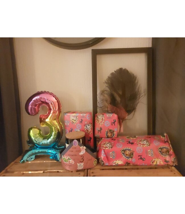 Cijferballon 3 | Regenboog | Staand | 38 cm