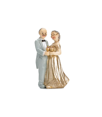 PartyDeco Taarttopper beeldje | Gold anniversary | 12 cm
