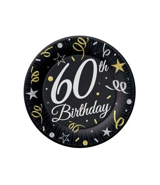 GoDan Papieren bordjes | 60th Birthday | 18cm | 6 stuks