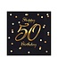 GoDan Servetten | Happy 50th Birthday | Zwart, Goud | 20 stuks