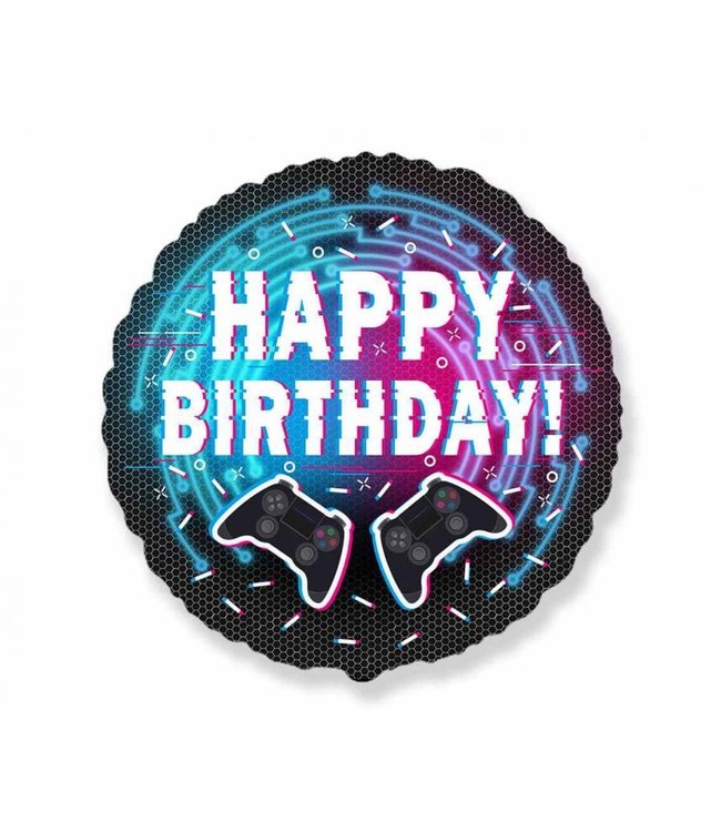 GoDan OUTLET Folieballon | Happy Birthday - Controller | Zwart | 48cm