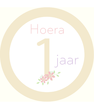 Feestdeco stickers Stickers 1 jaar | nude bloemen | zakje 20 stuks