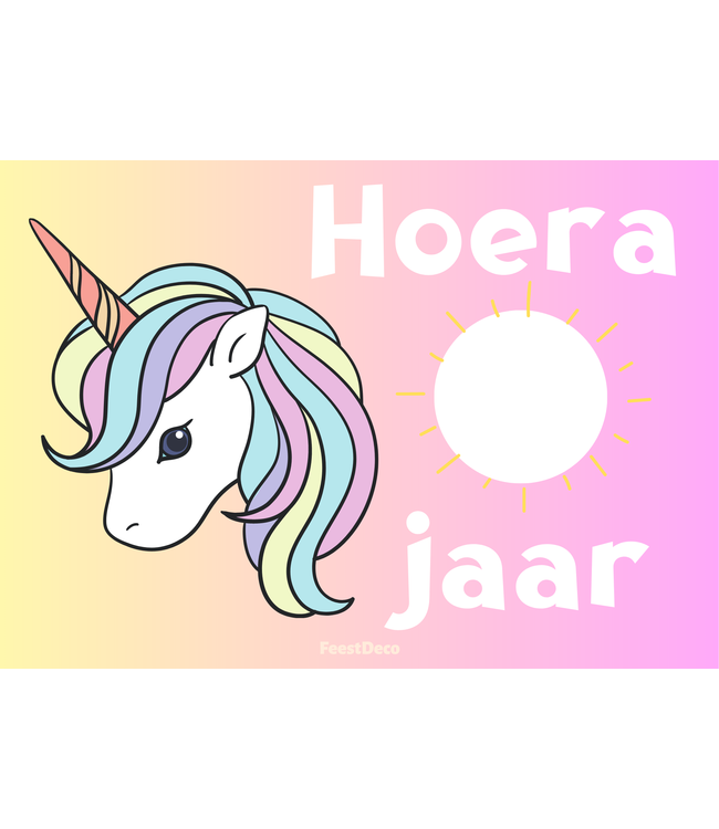 Feestdeco kaarten Deurbord Unicorn geel/paars | 42 x 30 cm