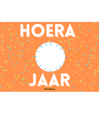 Feestdeco kaarten Deurbord Hoera | Oranje sterretjes | 42 x 30cm