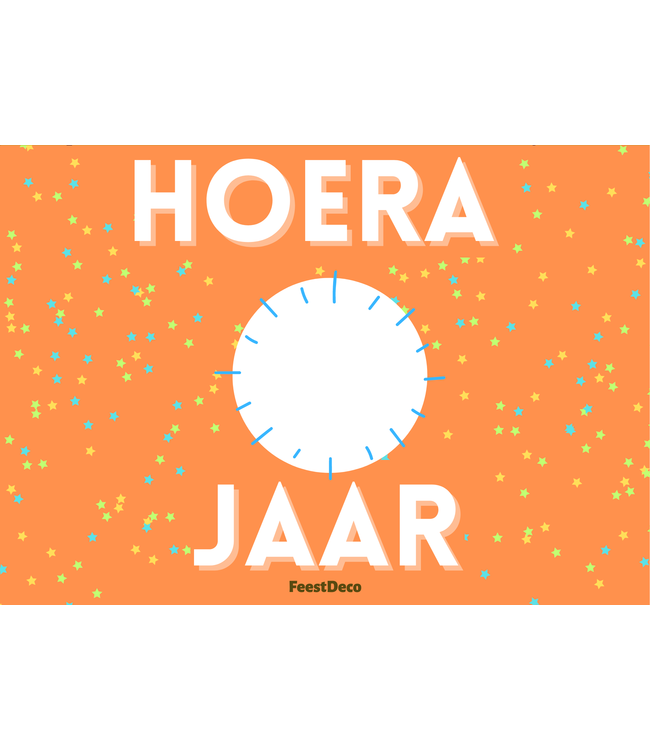 Feestdeco kaarten Deurbord Hoera | Oranje sterretjes | 42 x 30cm