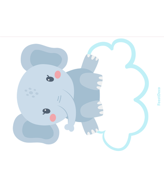 Feestdeco kaarten Deurbord geboorte | Olifant blauw | 42 x 30cm