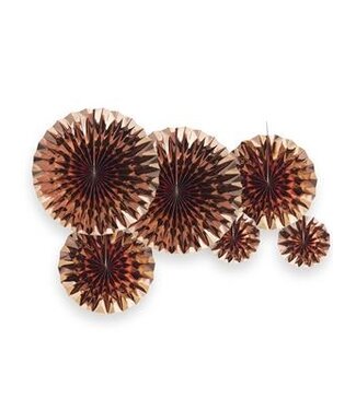 Waaiers Rosegoud metallic | 6 stuks