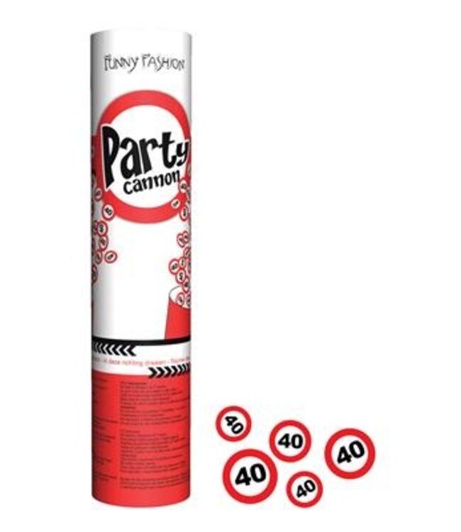 Confetti Shooter Verkeersborden 40 jaar 20cm Feestdeco