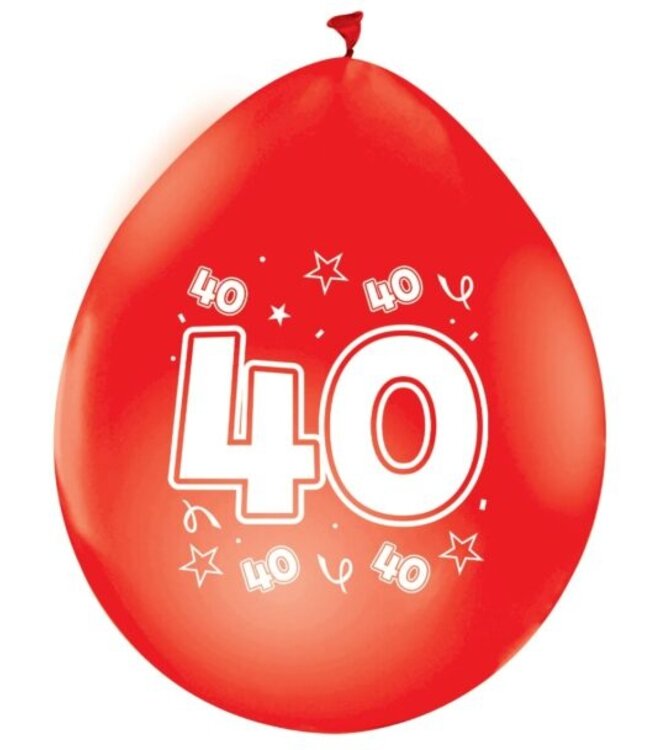 Ballonnen 40 jaar | Robijnrood 30 cm | 8 stuks
