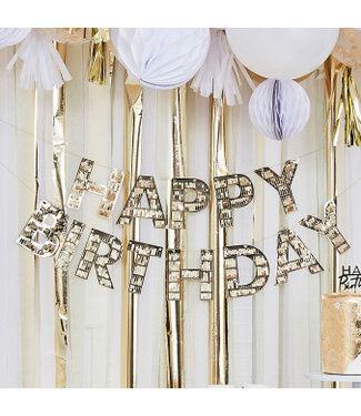 Ginger Ray Fringe slinger | Happy Birthday | Goud