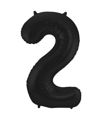 Folat OUTLET Cijferballon 2 | Zwart Metallic Mat | 86 cm