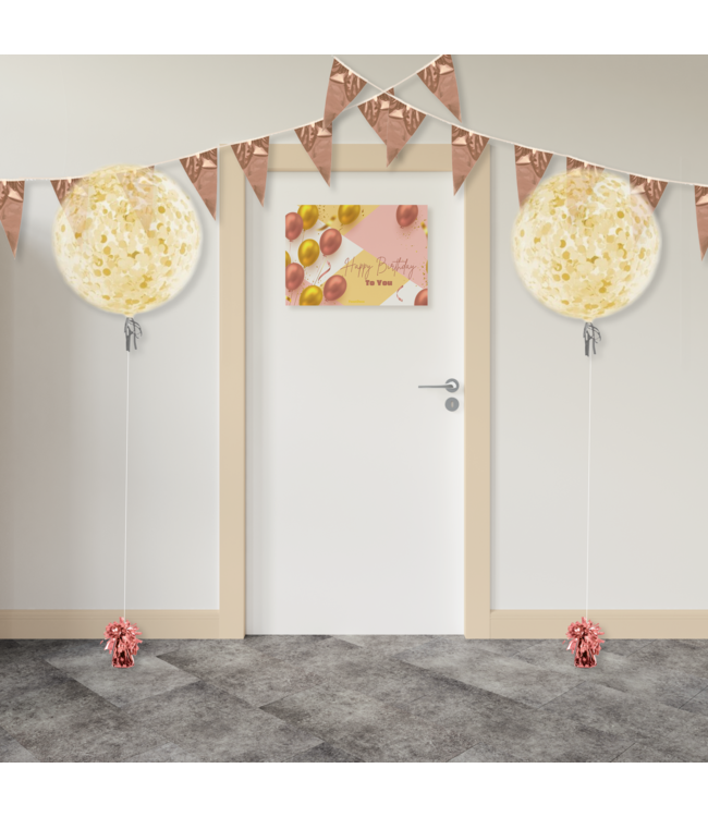 Deurbord Happy Birthday | 42 x 30cm | Rosegoud&goud