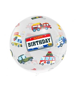 GoDan Aquaballon Voertuigen Happy Birthday | Transparant | ~50cm