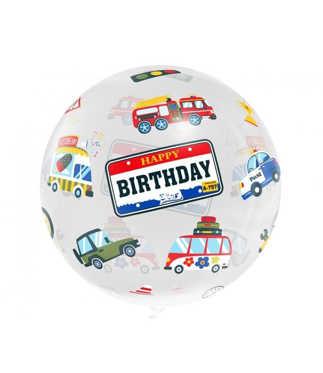 GoDan Aquaballon Voertuigen Happy Birthday | Transparant | ~50cm