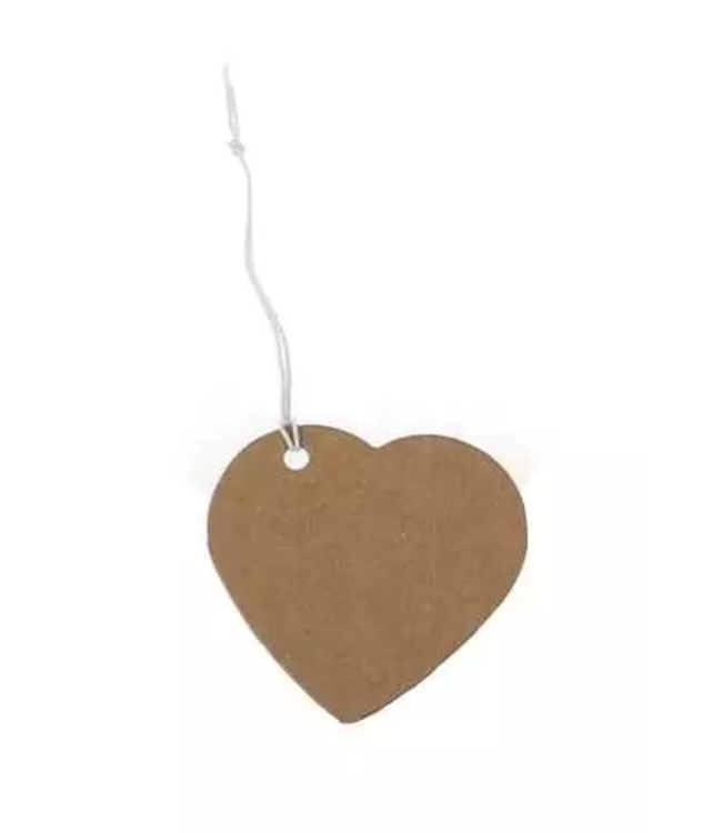 Hartjes cadeau label kraft - 50 stuks
