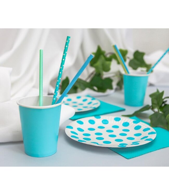 Papieren bekers | Lichtblauw | 250mL, 14 stuks