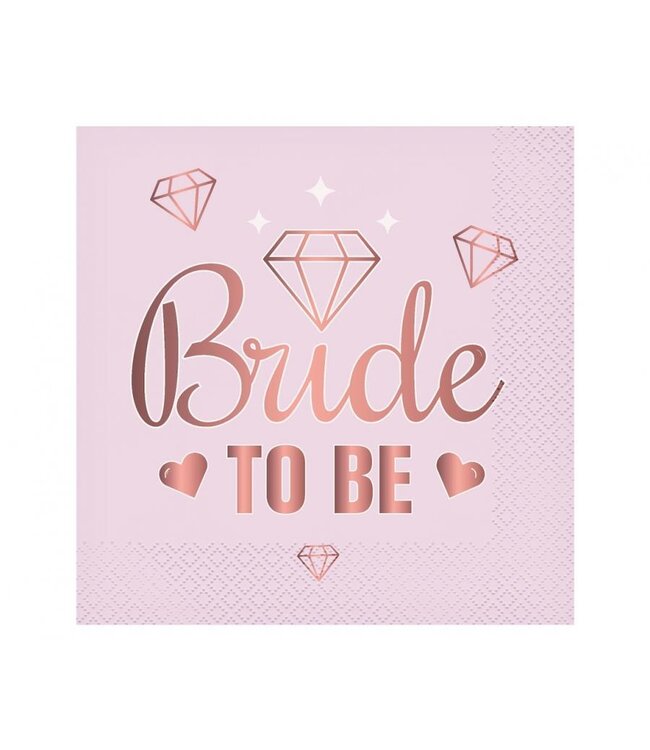 GoDan Servetten Bride To Be | Roze & Rosegoud | 33x33cm, 20 stuks