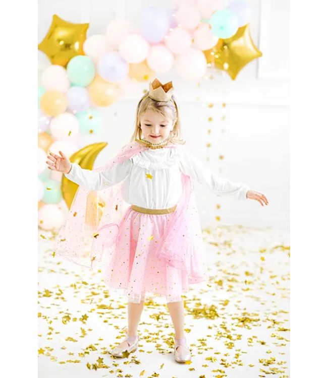 Prinsessen cape | Lichtroze met gouden sterren | 3-7 jaar