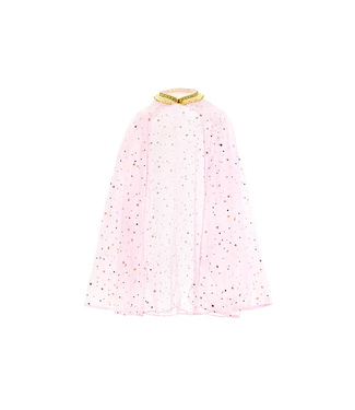 PartyDeco Prinsessen cape | Lichtroze met gouden sterren | 3-7 jaar