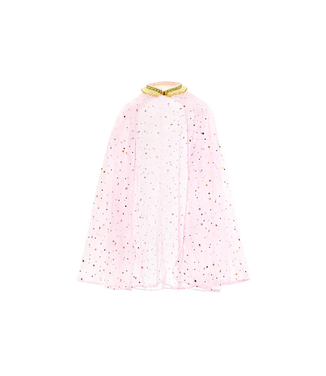 Prinsessen cape | Lichtroze met gouden sterren | 3-7 jaar