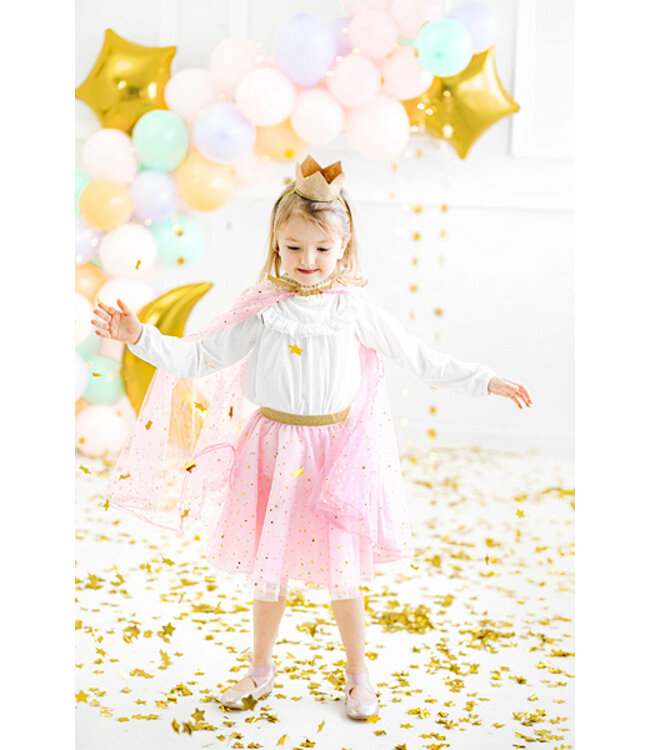 Prinsessen rok lichtroze met gouden sterretjes