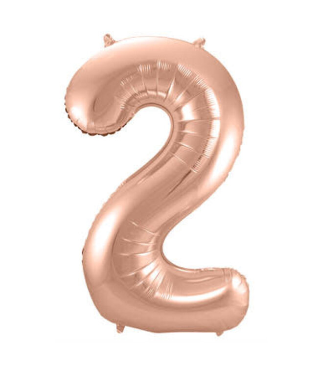 Cijferballon 2 Rose goud | 86 cm