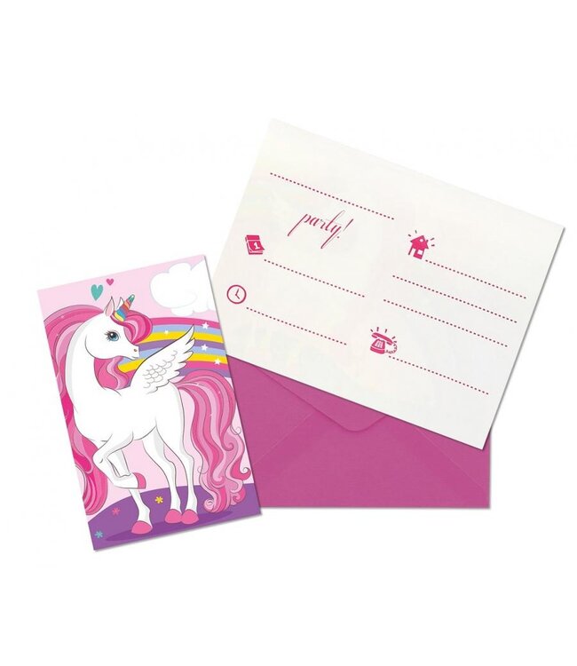 Uitnodigingen Unicorn Roze | 6 stuks