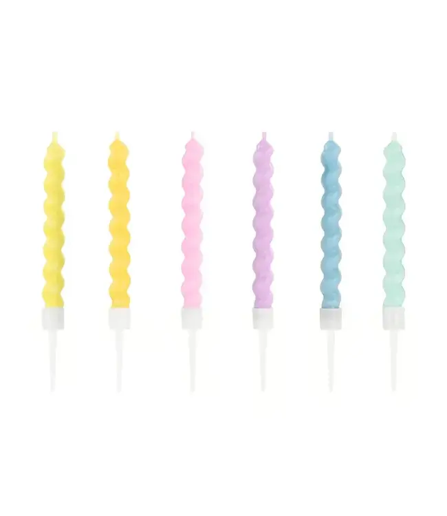 PartyDeco Kaarsjes Twisted | Pastel kleuren | 8.5cm