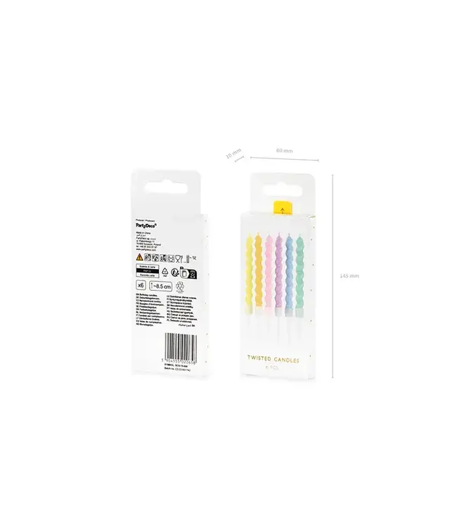 Kaarsjes Twisted | Pastel kleuren | 8.5cm