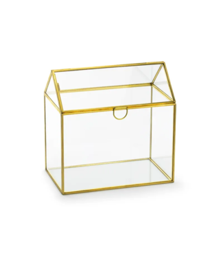 PartyDeco OUTLET Glazen kaarthouder goud | 13x21x21cm