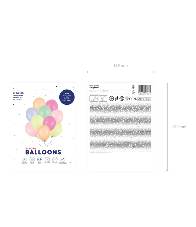 Ballonnen Pastel Mix | 30cm  =14" | 10 stuks