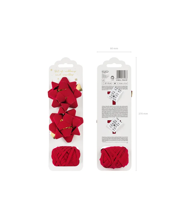 Lint & rozetten velvet rood & goud | 3 stuks