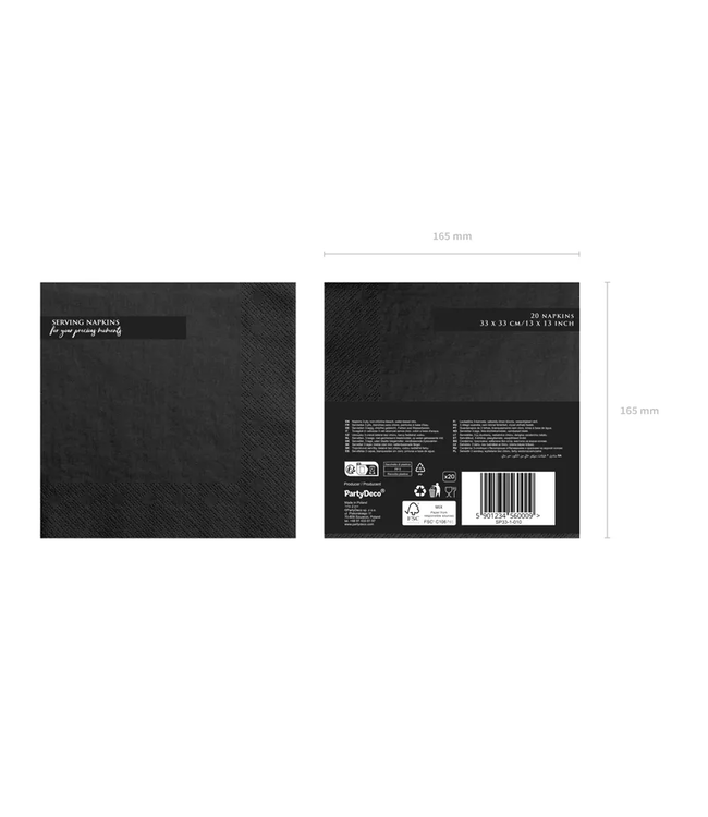 Servetten zwart | 33x33cm | 20 stuks