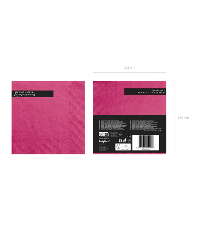 Servetten Hot pink | 33x33cm | 20 stuks