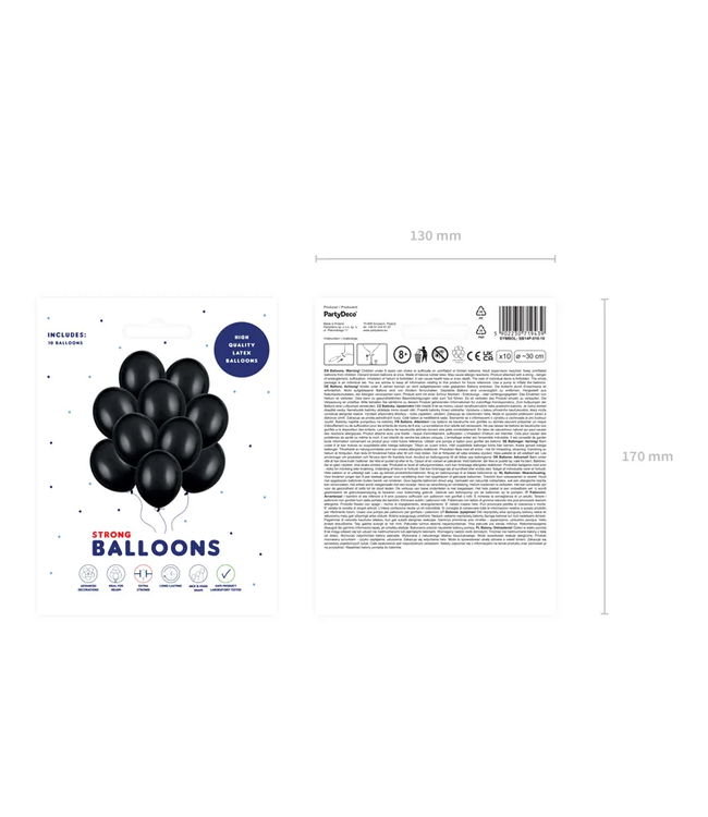 Ballonnen zwart | 10 stuks | 30 cm = 14"